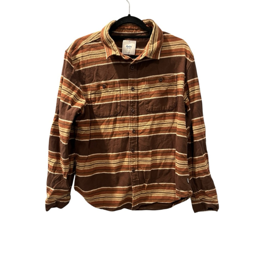 Katin Sierra Flannel Button Down Long Sleeve Shirt Men's Size Medium Brown
